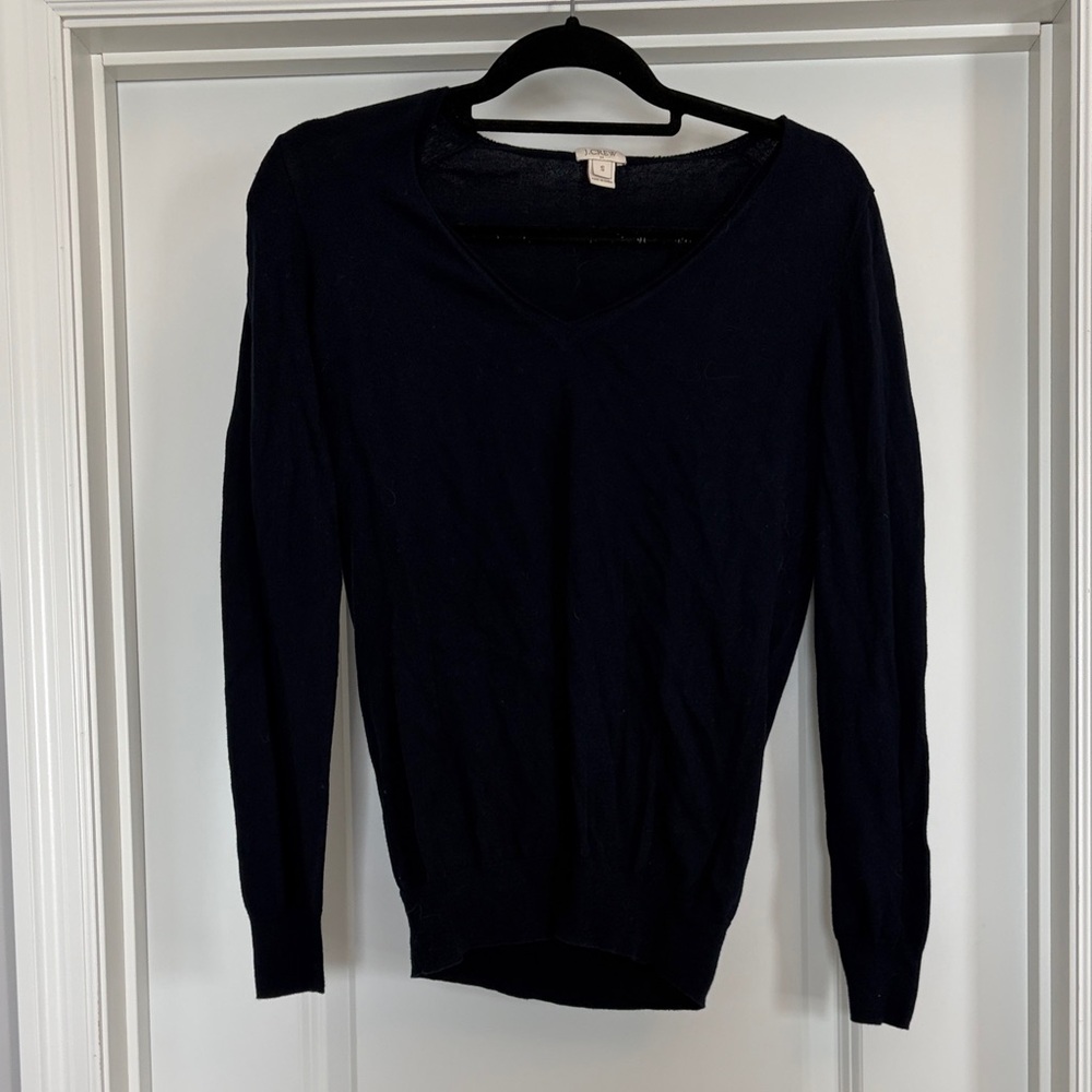 J. Crew Classic Navy V-Neck Sweater - Women